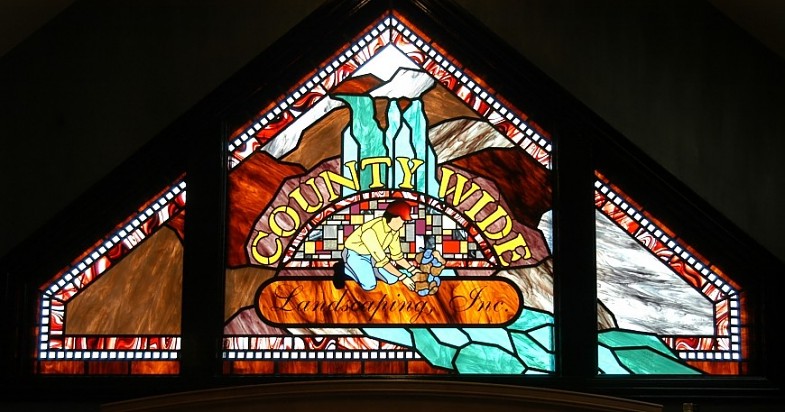 company logo stained glass