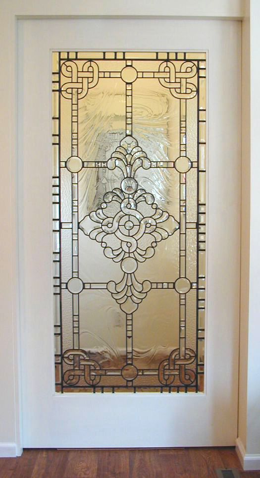 beveled glass in a pocket door