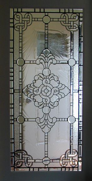 beveled glass in a pocket door