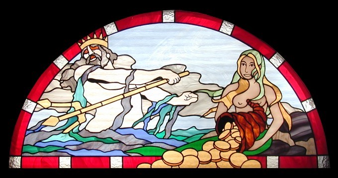 poseidon stained glass